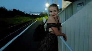 The confused baby waited for the train and got sex with a stranger