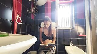 My dirty friend fucked me hard in the bathroom, a voyeur’s dream come true