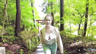 A couple has crazy fun on the mountain after hiking in the rain