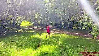 A young French girl is shooting a vlog, being naughty