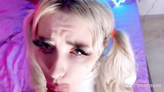 The guy roughly fucked his step sister in the mouth and ass