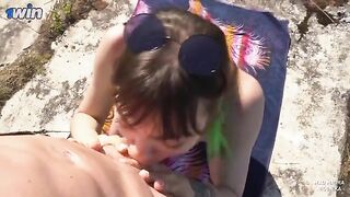 A hot nudist girl had to fuck with the guard of the fort to pass