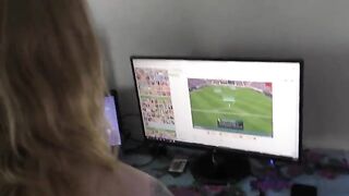 A young gamer girl gets her pussy railed while playing video games
