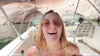 A couple gets naughty on a boat during their vacation, fueled by Molly Pills