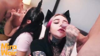 Two kitties get cum in ass with Anna Batman’s intense action