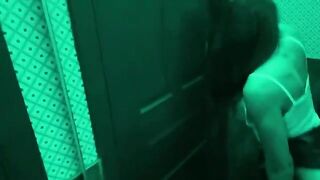Roommate fucked in the toilet bar, it was intense!