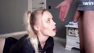 Horny stepmom saw her stepson’s cock and wanted to suck it, fuck her