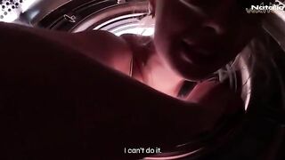 My stepbro helped me out of the washing machine, but he fucked me