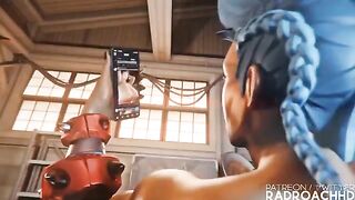 Junker Queen smashes Mei’s tight ass with her giant cock in 3D