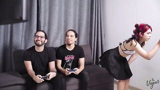 Petite Latina Cindy Luna gets her pussy smashed by two cocks