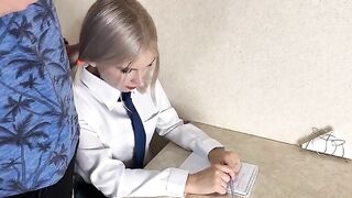 The young girl was fucked by her hot tutor right on the table
