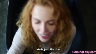 Redhead stepsister gets fucked after a photoshoot, huge cum shot on her face