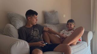 A gamer dude can’t finish his video game due to a stubborn stepsister