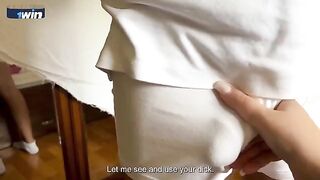 The stepson helped his stepmom with breakfast and received sex