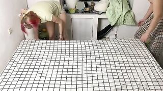 A girl is playing with a guy’s dick, asking if they’re engaged