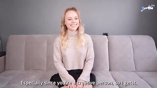 Blonde with big ass fell in love, got fucked at casting