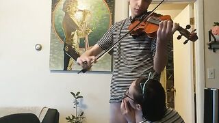 The couple was trying to practice violin but ended up making love
