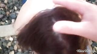 A girl is very angry because she missed the last train, so she gets a messy blowjob