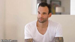 The tattooed Frenchman and the hot Latina Eliza Ibarra are dancing sensually in the sheets