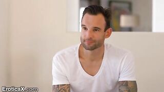 The tattooed Frenchman and the hot Latina Eliza Ibarra are dancing sensually in the sheets