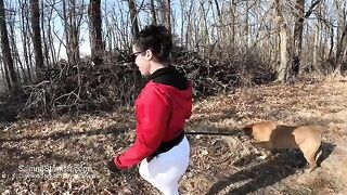A big assed slut in yoga pants getting fucked outdoors