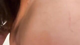 Brunette girl fucks with her stepbrother in the kitchen and swallows his cum