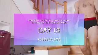 Pervert step son fucks his step mom on the stairs by accident
