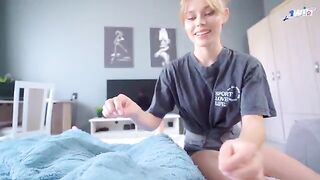 My cock was so big that the stepister lost her mind and started to moan