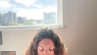 A cute wife shows off her sexual skills in public, right in a hotel room