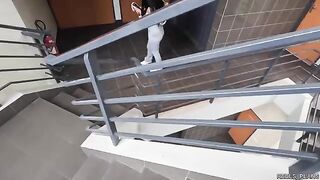 Famous Chilean model gets fucked in elevator and toilet by two fake agents