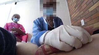 Two wild nurses got me to flash public dick