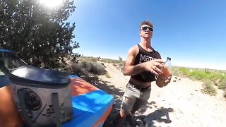 A hot chick is fucking on the bonnet of Volkswagen Rabbit at the hot springs