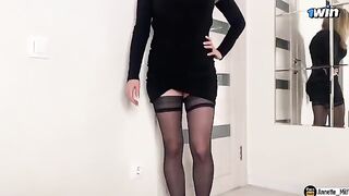 A step mom checks the size of a cock in a steamy encounter