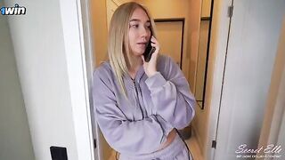 A stunning blonde with huge boobs gets her pussy rubbed, but not penetrated