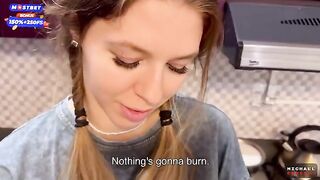 Flatmate girl does not mind getting fucked in the kitchen