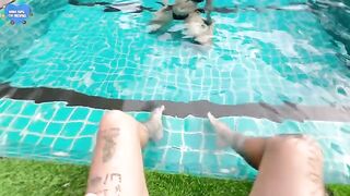 My girlfriend's best friend had sex with me in the pool. It was awesome!