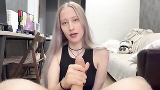 A cute girl with silver hair gets a lot of cum in her pussy