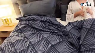 Stepson fucked his stepmom on a rainy night when they shared a bed