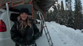Girl seduces a guy in her tent while his GF is sleeping outside