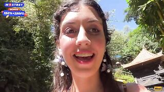 Blowjob in public toilet and cumwalk on the waterfall