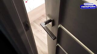 I was spying for my stepsister, she found me and sucked my dick - HD