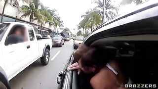 A man with his friends fucked in a car two whores in an adventurous FFM scene