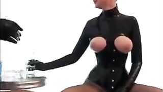 Lesbians in latex were very excited and fucked each other hard