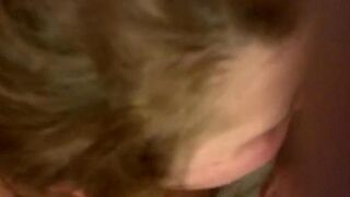 A guy stuck his cock in eggs and the blonde licked it passionately