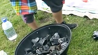 Outdoor group sex with Russian students and negros