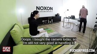 Cute brunette woman fucked on the table by a casting agent