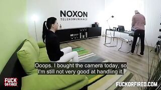 Cute brunette woman fucked on the table by a casting agent