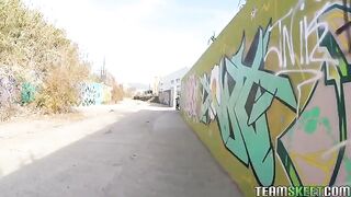 The guy picked up a girl and fucked her on the street
