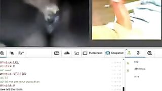 A wife has fun with her husband using a webcam
