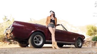 Two retro beauties with perfect asses enjoy outdoor lesbian fun